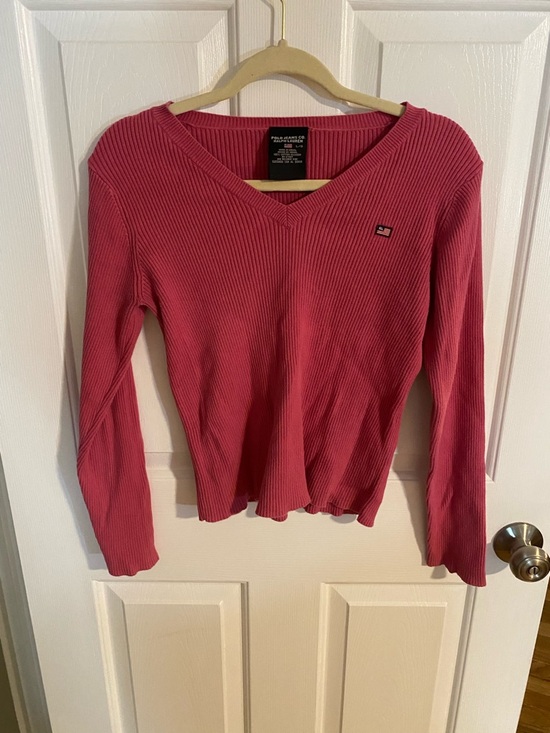 Polo Ralph Lauren Sweaters - Polo Jeans Co. Ralph Lauren Pink Ribbed V-Neck Sweater